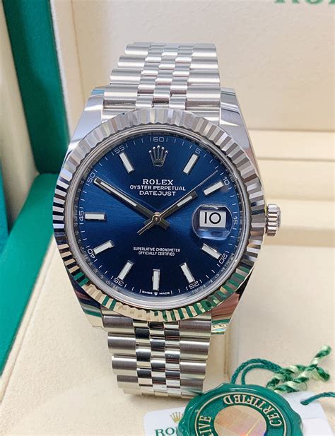 blue dial rolex datejust perfect replica|rolex datejust 41mm pre owned.